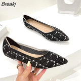JIU MOUNTAIN 2021 Women's Shoes Autumn Single Shoes Fashion Knitted Pointed Shoes Flat Bottom Comfortable Plus Size