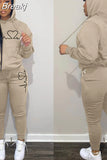 Two Piece Set Women Hooded Sweatsuits Fashion Pink Letter Leopard Print Tracksuit Casual Female Outfits Streetwear