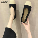 NEW Women Slip On Flat Loafers Patchwork Square Toe Shallow Ballet Flats Shoes knitting Casual Flat Shoes Ballerina