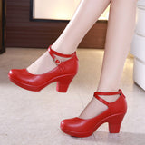 High 2023 Heels for Ladies Shoes Dancing Platform Pumps Leather Mary Janes Sandal Summer Footwear Fashion Women