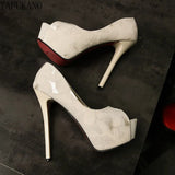 Silk Embroidered Flower Peep Toe High Heels 2023 New Stiletto Platform Wedding Banquet Dress 14Cm Sexy Ladies