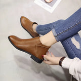 Pointed Toe Ankle Boots Low Heel Solid Casual Women Shoes Comfort Soft Sole Leather Shoes Ladies Simplicity Flats