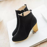 Woman Autumn Winter 2023 Chunky Heels Zip Shoes Luxury Fashion Chelsea Ankle Women's Boots Size