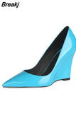 Spring Candy Colors Ladies Wedges Shoes Woman Elegant Office Casual High Heels Shoes Mujer 10 CM Pumps Big Size