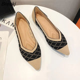 JIU MOUNTAIN 2021 Women's Shoes Autumn Single Shoes Fashion Knitted Pointed Shoes Flat Bottom Comfortable Plus Size