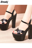 Heel Womens Sandals Platform Women's Shoes 15 Cm Sexy Ultra-High Heels Banquet Female Sandals Plus Size Pumps