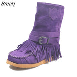 Women Tassel Winter Snow Boots Ladies Suede Ankle Boot Female Fashion Casual Shoes Comfort Footwear Plus Size 35-43