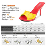 Brand Summer Slippers Women Mixed Colors PU Fine Heel 9cm Outside Sandal Platform Sexy Slipper Women Shoes Slides