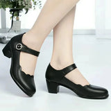 Women Sexy Navy Blue Light Weight Comfort Spring & Summer Buckle Strap High Heel Shoes Lady Casual Party Club Pumps