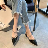 Summer New Women's Fashion Comfortable High Heels Women's Shoes Slip-on Pointed Toe Rhinestone Sandals Zapatillas