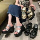 Breakj And Loose Cake Thick Bottom Slippers Women Summer Wear High And Cool Drag 2025 New Word Slippers