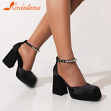 High Heeled Women Pumps 2023 Vintage Buckle Mary Jane Shoes Great Quality In Spring Summer All-match Temperament