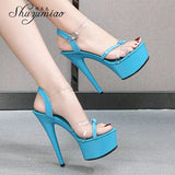 Pole Shoes Heel Luxury Brand Female Sandles Women Shoes Summer High Heels Platform Red Wedding Shoes Bride Cross