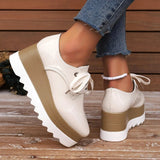 New Patent Leather Thick Bottom Brogue Shoes for Woman Women Plus Size Lace Up Flats Woman Chunky Platform Oxford Shoes