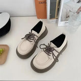 Shoes Ladies Oxfords Women's Clogs Platform Modis British Style Female Footwear Soft 2024 Leather Creepers Cute Cross