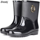 Boots Women Short Tube Rain Shoes Adult Water Boots Anti-skid Water Shoes Jelly Rubber Shoes Rain Boots