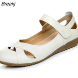 Spring Breathable Genuine Leather Summer Shoes Woman Flat Low Heel Shallow Soft Comfort Flats Mary Janes Women Size