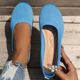 and Autumn 2024 New Outwear Solid Color Oversized Shallow Cut Shoes Women's Knitted Comfort Flat Shoes