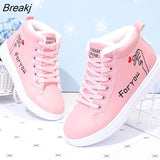 Women Snow Boots Winter Plush Keep Warm Cotton Shoes Lace Up Velvet Ankle Boots Platform Student Leisure Zapatos De Mujer