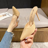 Toe High Heels Muller Slippers Women Summer Shoes Woman Fashion Metal Decoration Shallow Party Female