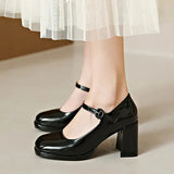 High Heels Shoes Female 2024 Sexy Ankle Straps Black Red Heeled Mary Jane Shoes Thick-Heeled Party Dress