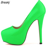Women High Heels Pumps 14cm Round Toe Stilettos Talon Femme Sexy Ladies Red Wedding Shoes Black Platform