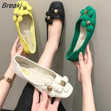 Shoes Women's 2023 New All-match Shallow Mouth Flat Shoes Retro Square Toe Shoes Non-slip Soft Bottom Shoes Flower