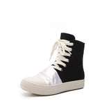 Shoes High-top Canvas Shoes Women All-match Casual Shoes Lace-up Sneakers Men Flat Platform Shoes Zipper Vulcanized