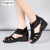Women Summer New Fashion Women's Sandals 2023 Women's Back Zipper Shoes Rhinestones Fish Mouth Sandals Shoes for