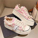 Womens Flat Sneakers New Style Breathable Floral Canvas Shoes Autumn Thick Platform All-match Student Sneakers Zapatillas