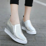 Shoes Women Fashion Platform Shoes Women White Mesh Breathable Sneakers Women Black Heightening Shoes