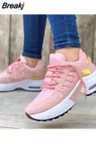 New Thick Bottom Sneakers Fashion Casual Wedge Sneakers Ladies Lace Up Mesh Women Vulcanized Shoes Plus Size Women's