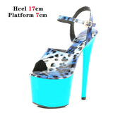 Leopard Women Shoes Pole Dance Sandals Stripper Sexy Combat Fetish High Heels Summer Platform Shoes Party Club 20 CM