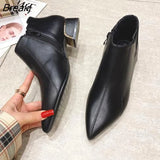 Fashon Boots Women Winter Shoes Pointed toe Brand Office Lady Shoes Black Ankle Boots Woman Party Shoes Plus Size 41