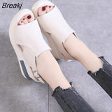 New Women's Platform Wedge Sandals New Summer High-heeled Fish Mouth Women's Shoes Soft Leather Heightened Platform