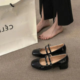 for Women 2023 Hot Sale Mary Janes Women's High Heels Fashion Belt Buckle Daily Pumps Women Retro Square Toe High