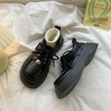 Pumps Platform Oxfords Shoes for Women 2024 Spring Lace Up Flats Woman Thick Bottom Patent Leather Gothic Loafers