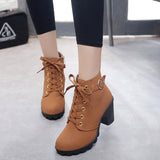 Women's Ankle Boots 2023 Autumn High Heel Belt Buckle Shoes Women Lace Up Platform Boots Women Heeled Boots 42 Botas De