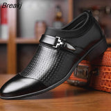 Man Leather Shoes Slip On Flats Oxford Business Office Formal Wedding Shoe Pointed Toe Men Dress Leather Shoes