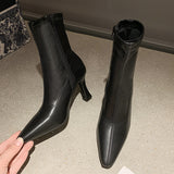 New High-Heeled Boots Korean Version Of Online Celebrities Thin Boots Tipped OL Commuter And Ankle Short Women's