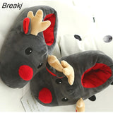 Women Men's Slippers Couple Winter Soft Christmas Deer Cotton Slippers Cute Plush Cotton Indoor Bedroom Non-slip Soft Home