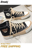 Spring Summer Fashion New Bear Women Canvas Shoes High-top Canvas Shoes Lace Up Casual Sneakers Female Off White