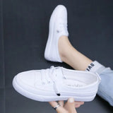 Low Platform Sneakers Women Shoes Female Pu Leather Walking Sneakers Loafers White Flat Slip On Vulcanize Casual