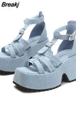 Heeled Platform Sandals For Women Summer 2023 Ankle Buckle Square Toe Sandals Simply Causal Open Toe Sandals Slipper