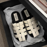 Slippers, Women Wear A Slip-on Summer 2024 New Baotou Black, Silver Woven Semi-drag Casual Sandals, Women's