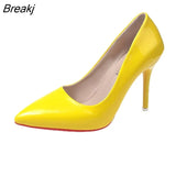 Heel Women Pump Pointed Toe Stiletto Basic Yellow Colors Slip On High Heels Officials Shoes Women Femme Sexy Pumps