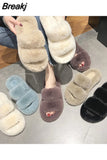 Shoes for Women 2023 Sandals Summer Heels Velvet New Fashion Outside Girls Fur Low Flock Rome Short Plush Slipper
