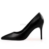 2023 New Soft Leather Black Professional High Heels Female Stiletto All-match Flight Attendant Single Shoes Work