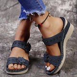 Crystal Thick Sole Slippers for Women Summer Flower Wedges Sandals Woman 2023 Non Slip Beach Shoes Ladies Plus Size
