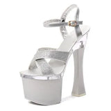 Female Steel Pipe Dance Shoes Sandals Women Glitter Fashion Sexy High Heels 17.5CM Platform Party Wedding Summer Women
